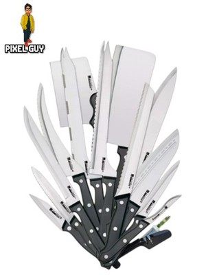 Ronco 20 Piece Full-Tang Handle Professional Kitchen Stainless Steel Knife Set