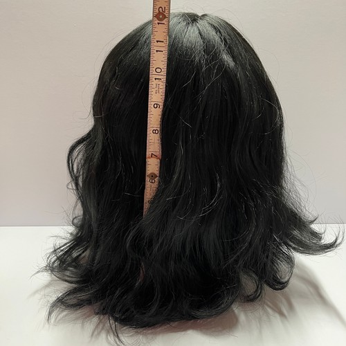Bellami FAUX Parrucca 12" Ondulato Jet Nero Capelli Sintetici Pizzo Anteriore 3 Clip - Foto 4 di 14