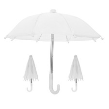 3Pcs White Miniature Doll Umbrellas Durable Plastic Tiny Scene Decorations