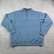 Columbia Sweatshirt Mens Large Blue Hart Mountain II Half Zip Logo Sweater