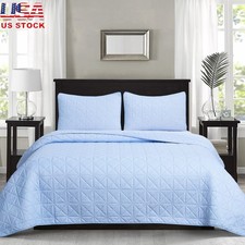 3 Piece Microfiber Quilt Set Jersey Knit Comforter Sham Machine Washable New
