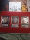 2021 (P)(S)(W) American Silver Eagle T-1  3pc Set MS70 PCGS FDOI Reagan signatur