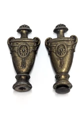 Lot of 2 Vintage Urn/Vase Shaped Brass Lamp Finial Topper 3.5" Tall x 1.75" Wide