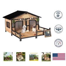 Elevated Dog Kennel with Porch  Removable Bottom - Fits Small to Medium Breeds