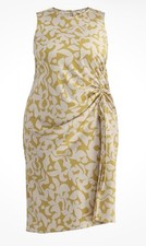 Terra & Sky Women's Plus Size Ruched Sleeveless Midi Dress, Size 0X AMBER FLORAL