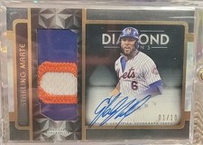 2023 Topps Diamond Icons Autographed Jumbo Patch Starling Marte #/10 New York 