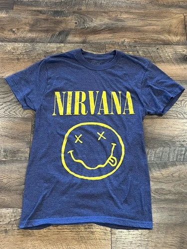 Nirvana Blue Smiley Face T-Shirt Small