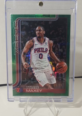 2025-26 Topps - Tyrese Maxey #21 Green Foilboard Season Tip-Off /99