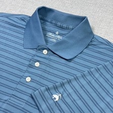 Brooks Brothers Polo Shirt Mens Large Blue Striped Performance Moisture Wicking