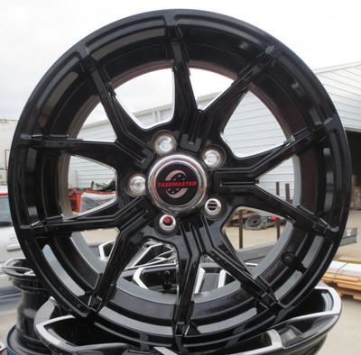 New Aluminum 15x6'' Trailer Wheel 5 on 4.5'' Trinity 5-fork BLACK Rim w CAP 2835#