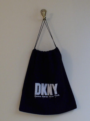 Vintage DKNY Donna Karan New York Black Drawstring Dust Bag White Logo 12'' X 12''