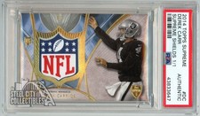 Derek Carr 2014 Topps Supreme Rookie NFL Shield Patch Card #SS-DC 1/1 PSA AUTH. rookie card picture