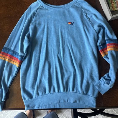 AVIATOR NATION Unisex Crew Sweatshirt Sky Blue $150 size L...NWOT