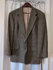 VTG Tweed Jacket M Brown Houndstooth Check 100 Wool Blazer Sport Coat 44R