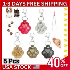 5 Pcs Pet hair keychain, Leather Paw Keychain with Hair Storage for Dog  Cat...