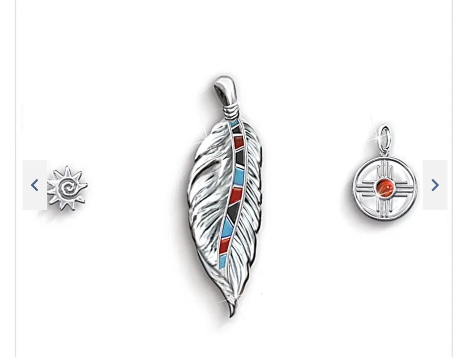 Sedona Skye绿松石红色碧玉项链带羽毛和饰品-布拉德福德交换 — 第 3/4 张图片