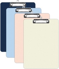 4 Pack Plastic Clipboards Multiple Colors Clip Boards with Low Profile Metal Cli