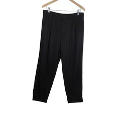 Everlane 12 Black Pleated Trousers High Rise Wide Leg Workwear Slight Taper