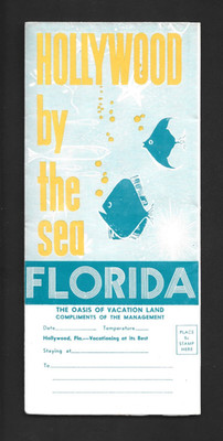 BROCHURE:  HOLLYWOOD BY THE SEA, FLORIDA - LOCAL BUSINESSES, AREA MAP, Etc.