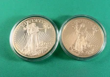TWO Fantasy Coins: 1933 GOLDTONE COINS - WALKING LIBERTY - 2003