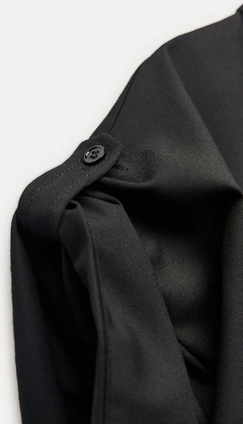 ZARA WOMAN SIZE M MIDI ZW COLLECTION DRESS WITH PLEATED SKIRT BLACK 4786/339 NEW thumbnail 10