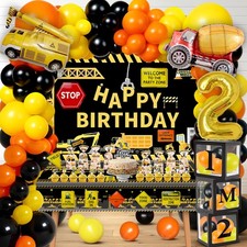 Construction 2nd Birthday Party decorations kit for Boys    Dump Truck Theme D...