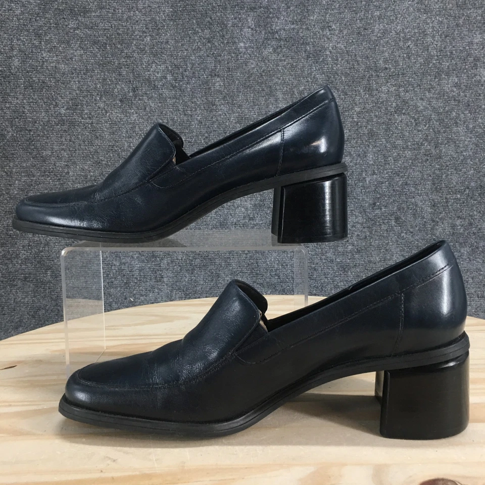 Naturalizer Zapatos Mujer 9.5 M Mocasín Cuero Azul Tacones Cuadrados Puntera Informal Foto 2 de 4