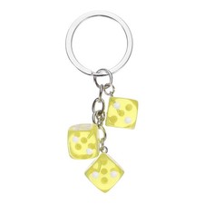 Lucky Dice Keychain Charm, Resin Dice Keyrings with 3 Pendants, Yellow