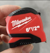 Milwaukee 2m/6ft Steel Measuring Tape Keychain Clip, Red/Black 48-22-1706