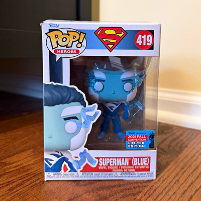 Funko Pop! Heroes Superman (Blue) Vinyl Figure #419 DC 2021 Fall Convention