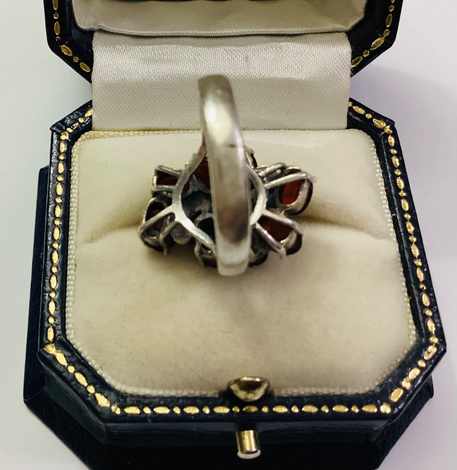 Garnet Solid Silver Marcasite Multi-stone Ring Mo… - image 3