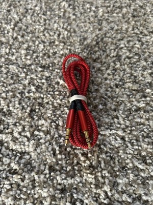JS Aux Cable Wire 3.5mm Audio Device Headphones Extension Connector Extender Red