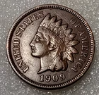 ■ 1909 INDIAN PENNY ONE CENT ☐ XF