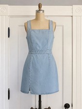 ASOS Denim Mini Dress UK 12 US 8 Square Neck Sleeveless A-Line Jean Dress