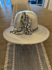 Vintage Classic Wool Metallic Silver Lame Sequined Kentucky Derby Church Hat