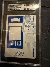 2020 Panini Contenders Tyrese Maxey Cyan Printing Plate 1/1 Auto SGC authentic