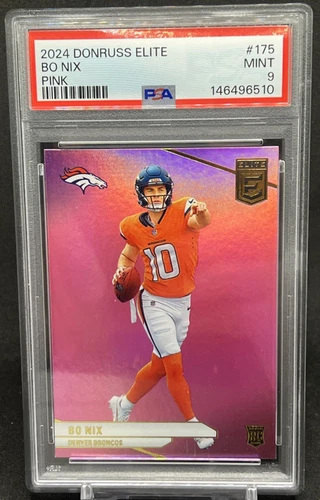 2024 Panini Donruss Elite Bo Nix Pink Foil Parallel Rookie PSA 9 Denver Broncos