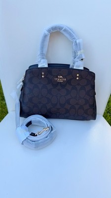 Coach Signature Rowan Satchel Brown Black Crossbody Top Handle Bag NWT