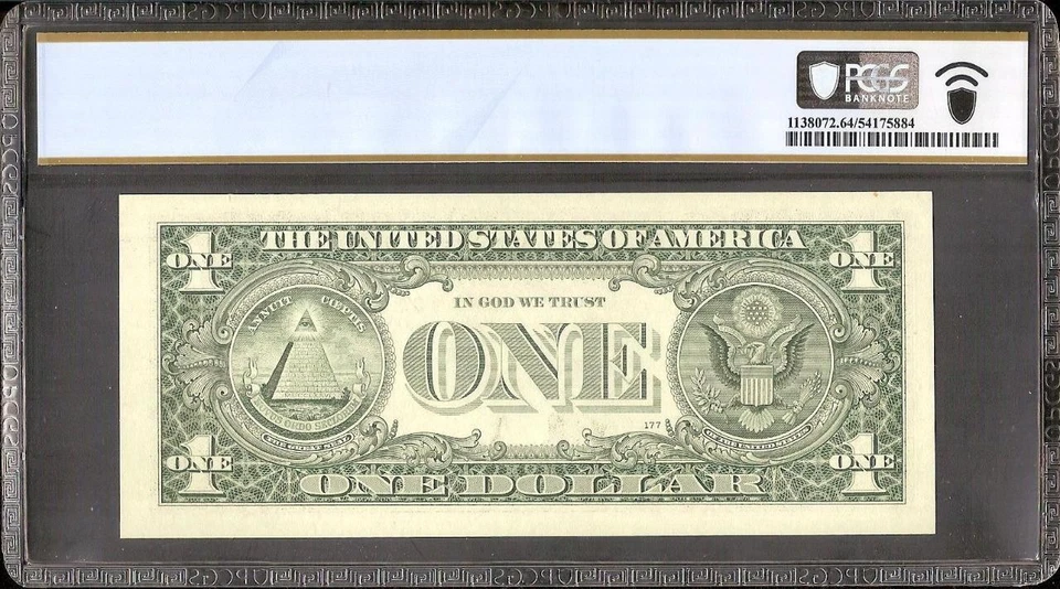 2009 $1 BILL 88888 69 NEAR SOLID NUMBER FEDERAL RESERVE NOTE MONEY PCGS 64 PPQ - Image 3 of 3