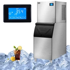 Commercial Ice Maker Machine 400Lbs/24H 265Lbs Storage Stainless Steel Ice Maker