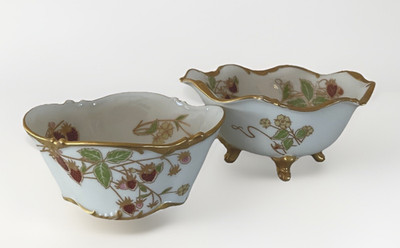 Rare Antique J. P Limoges Sugar bowl & Creamer, Ornate Hand painted Berries EUC