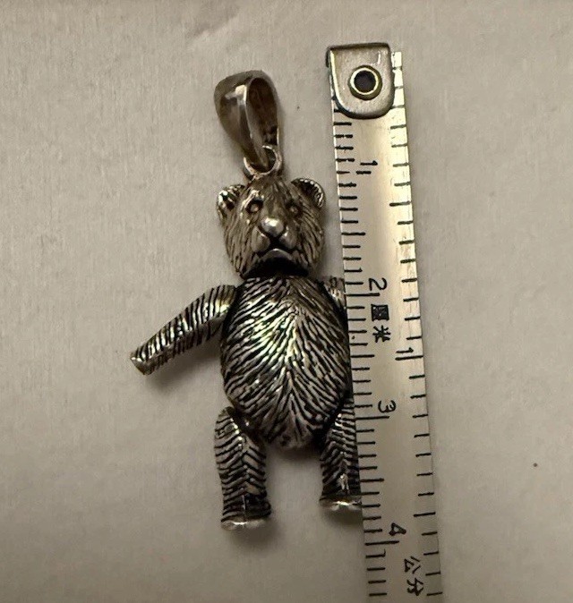 Super Vintage Large Solid Silver Articulated Tedd… - image 8