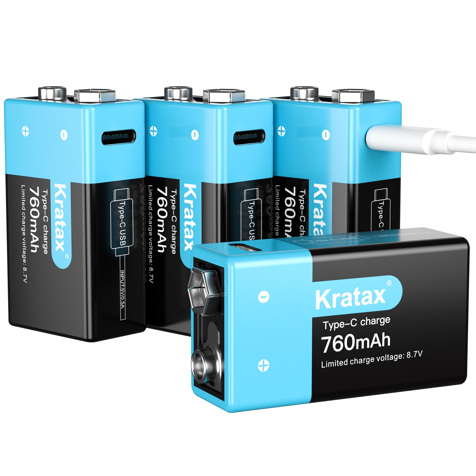 USB‑Type‑C 9 Volt 6F22 Li-ion Battery 9v Rechargeable Li