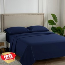 Carressa Queen 4PC Sheet Set, 600TC Egyptian Cotton, Indigo