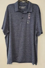 Member's Mark Men Blue Striped Performance Polo Sz XXL Short Sleeve Stretch NEW