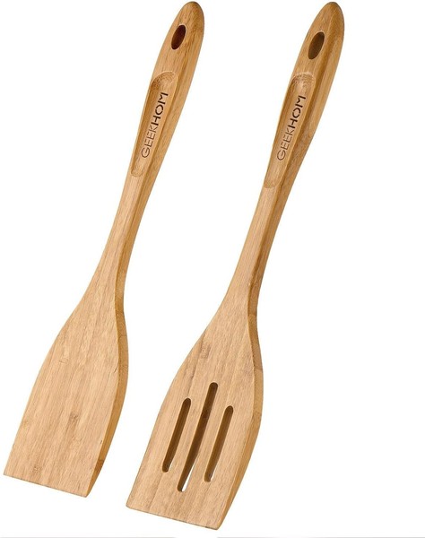 Pfannenwender Holz KochlöFfel Wooden Spatula: Geekhom 2-Teilig KüChenutensilien-image