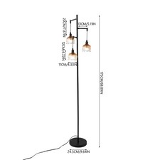 Industrial 3-Light Floor Lamp Standing Light w/ Foot Switch Living Room Bedroom