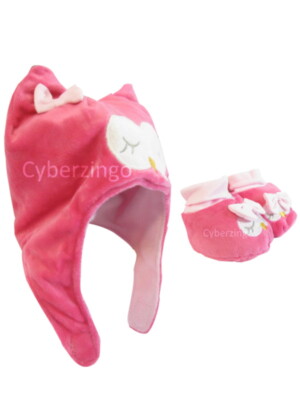 Baby Hat And Booties Set Size 0-12 Months Fleece Infant Pink BRAND NEW