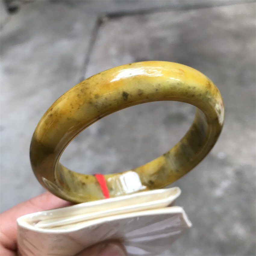 60.8MM Burma Natural Ice Yellow Jadeite Jade Bracelet Jade