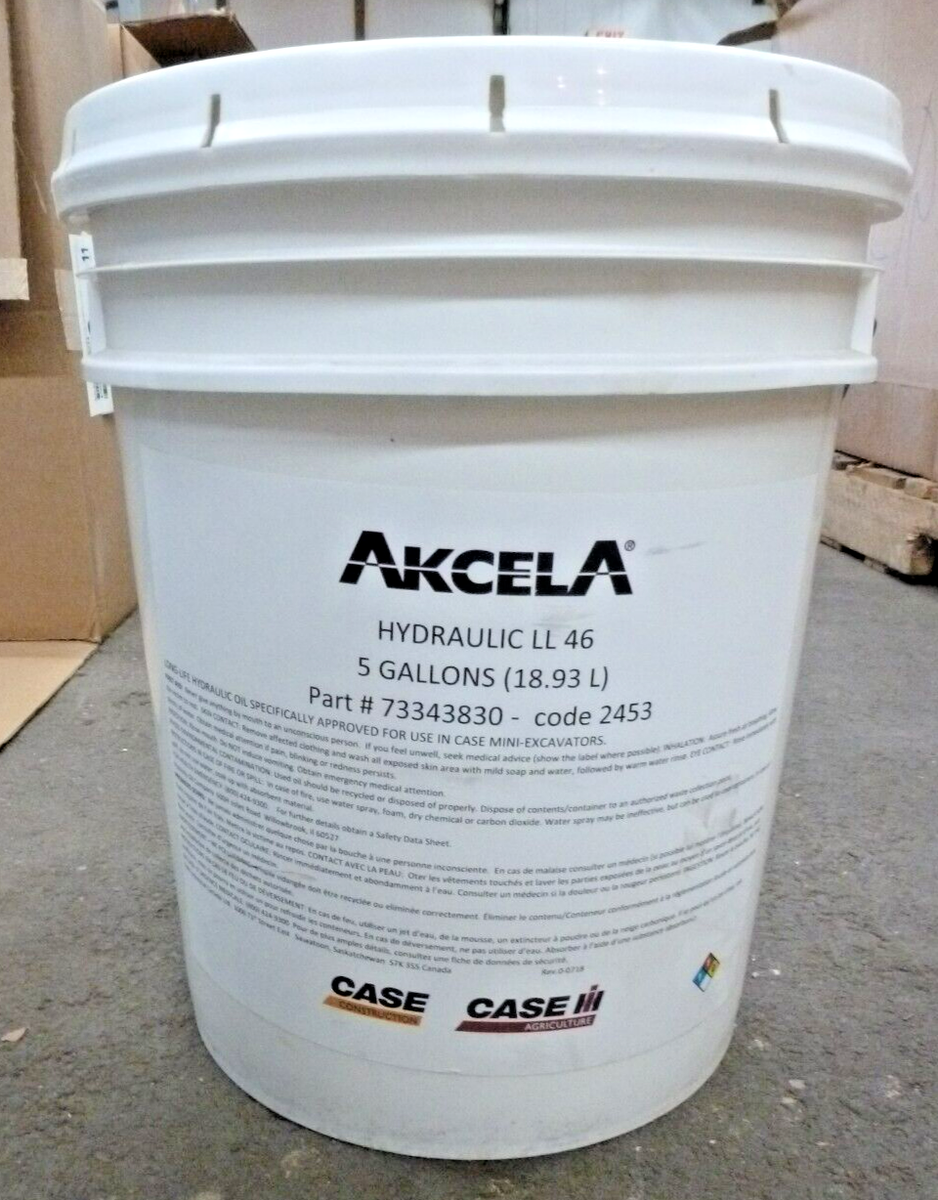 Akcela LL 46 Hydraulic Fluid, 5-gallon pail. Part# 73343830. NOS